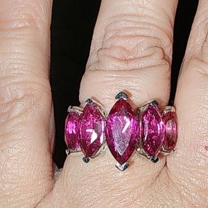 Size 7 silver and lab created ruby ring